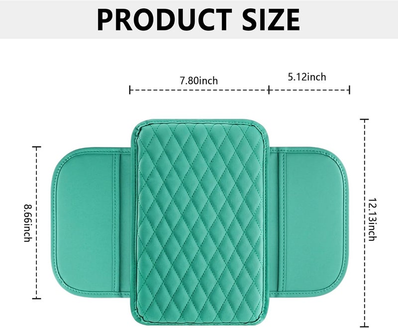 Stacool Upgraded Car Center Console Cover,Microfiber Leather Car Armrest Cover Cushion with 2 Storage Bags,Universal Car Armrest Storage Box Car Interior Accessories for Most Vehicles (Turquoise) - Image 2